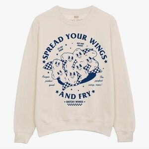 Spread Your Wings Unisex Fried Chicken Sweatshirt in Vanilla